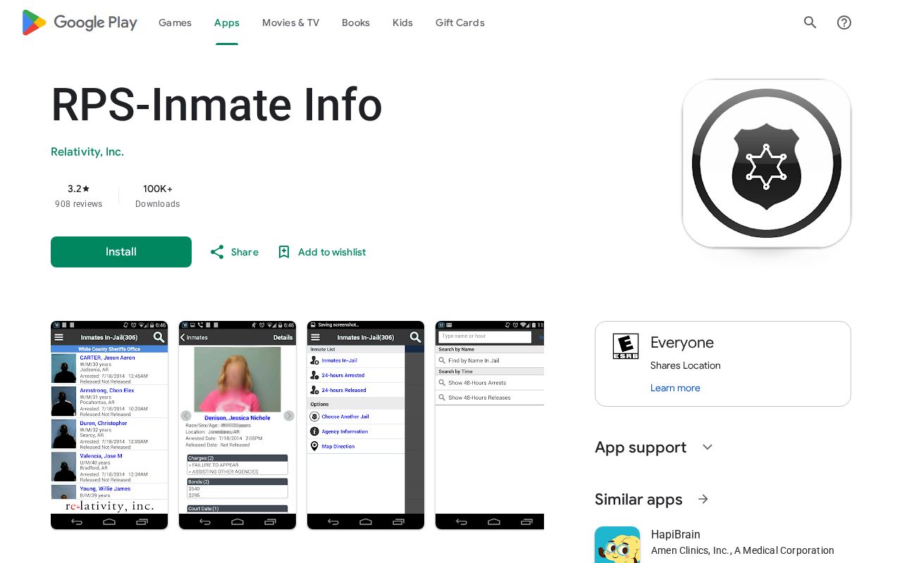 Fulton County arrest roster vendor app description on Google Play
