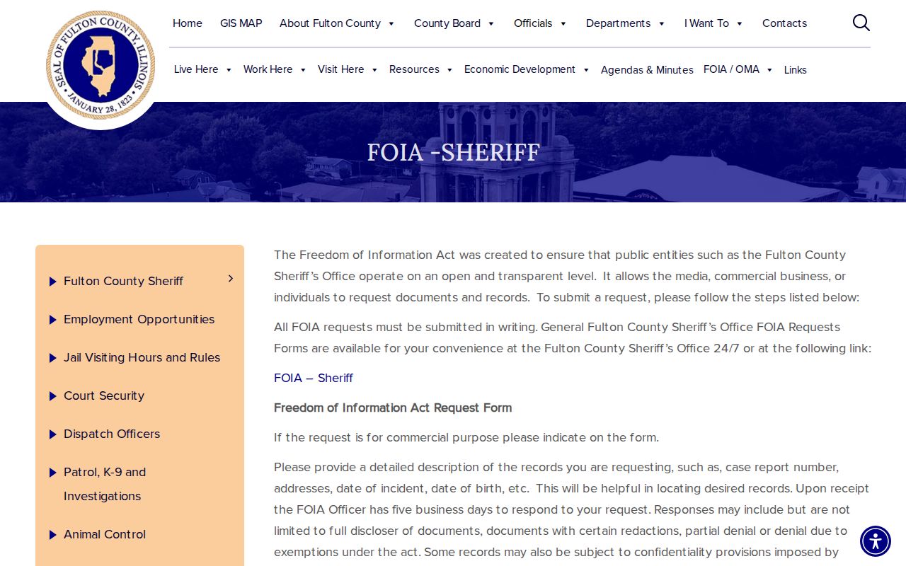Fulton County booking photo and arrest record FOIA instructions