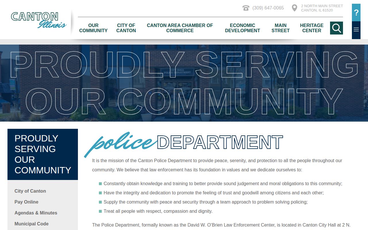 Official Canton Police Department contact and police report request page