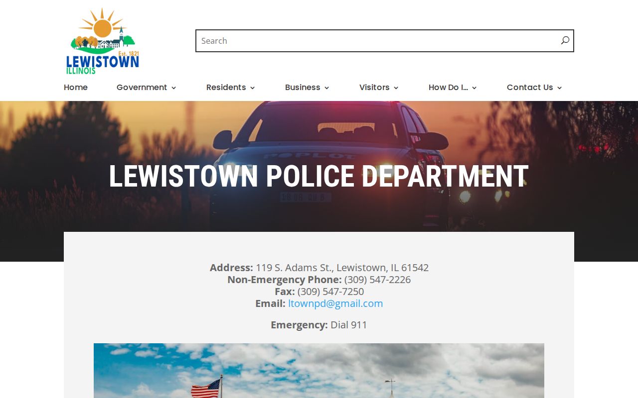Official Lewistown Police Department webpage with county-seat city contact information