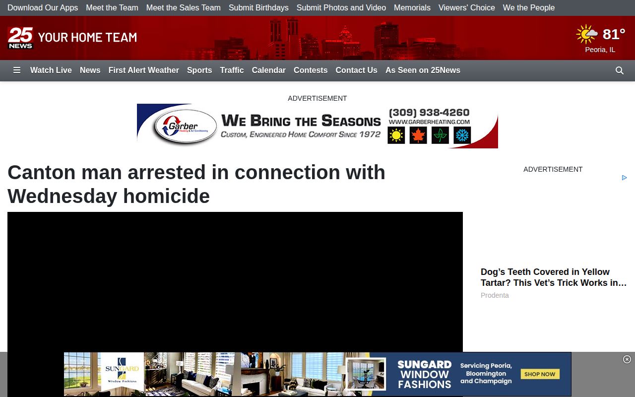 Regional news example connecting a Canton arrest announcement with county jail custody
